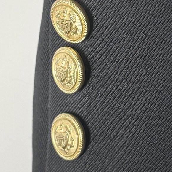 Bowdon Wool Double Breasted Blazer Women's Black Size 6 Brass Colored Buttons - Picture 7 of 10